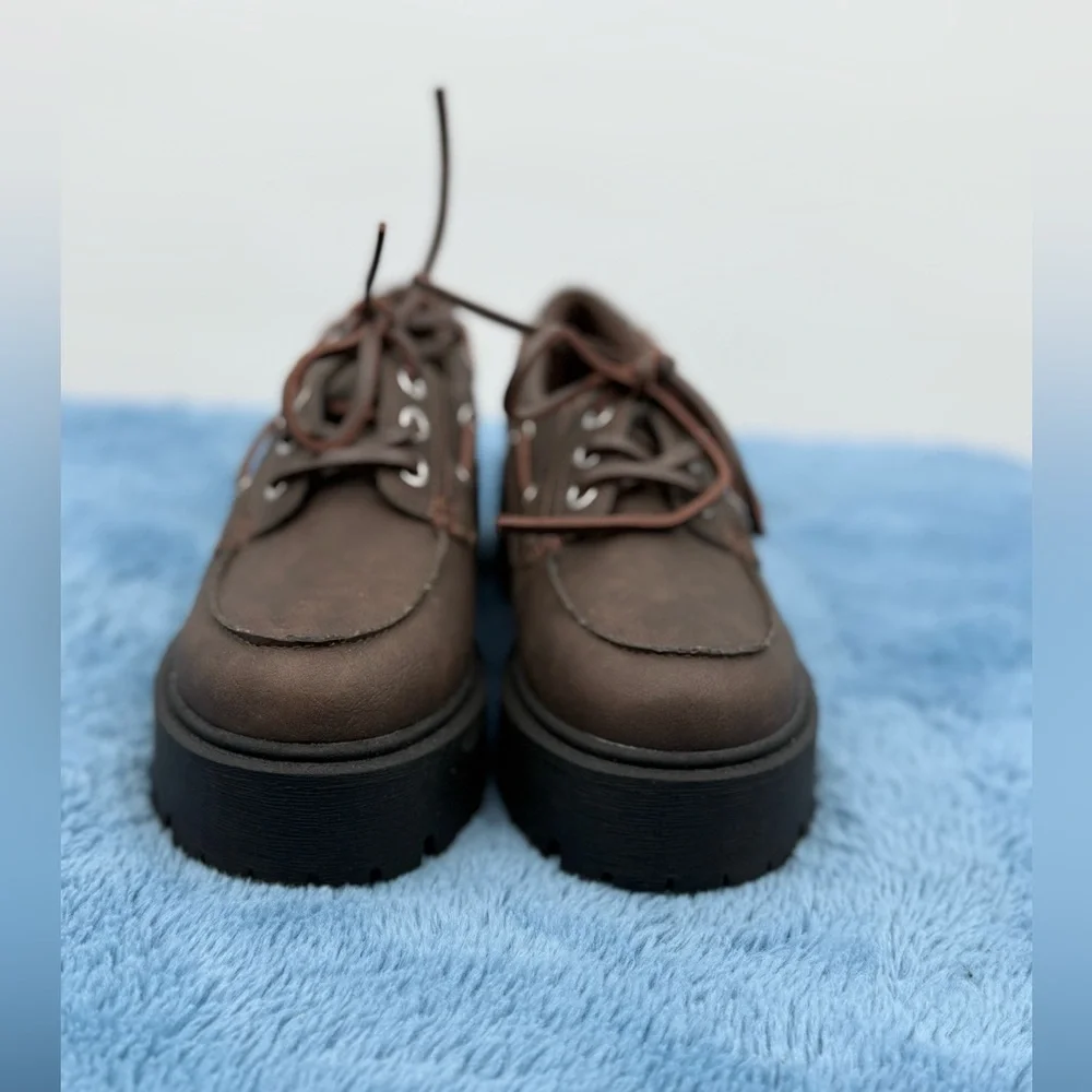 No Boundaries‎ Women's Platform Boat Shoes Brown NWOB Size 6 Y2K 90's